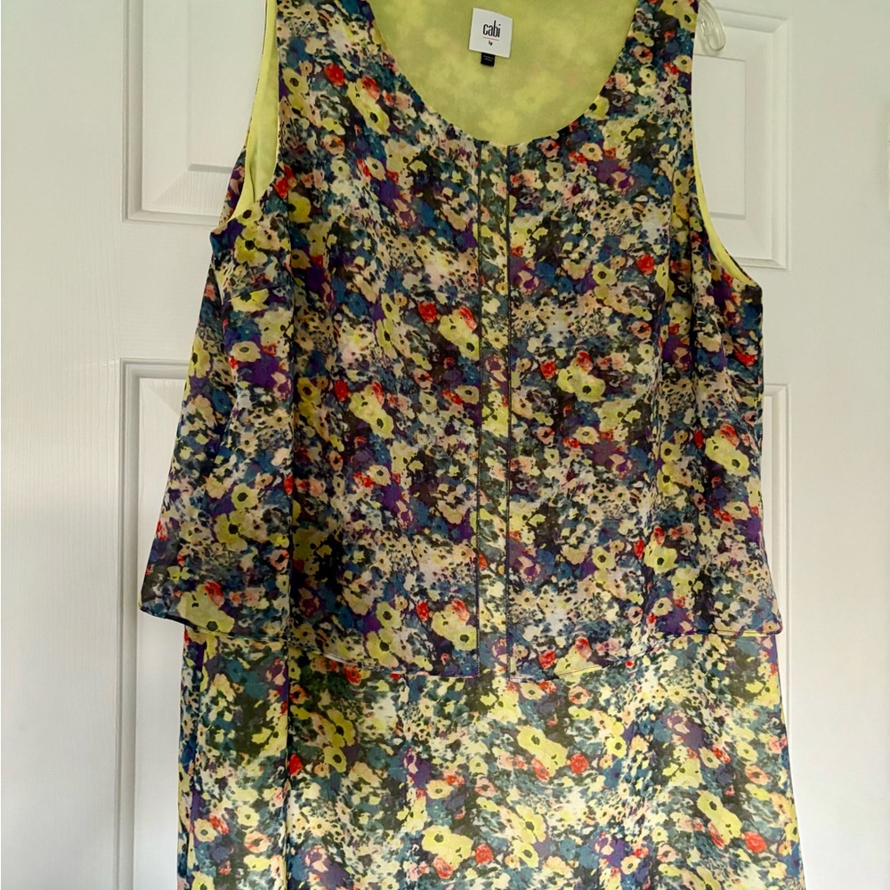 CAbi Pastiano Vibrant Floral Sleeveless Blouse - Multicolor Style 5041